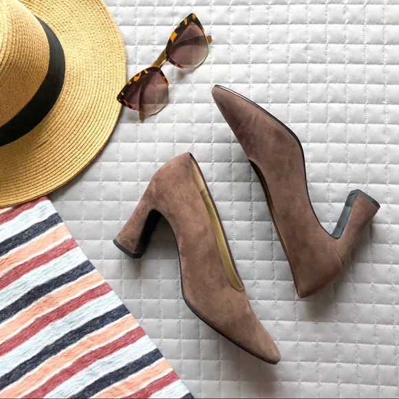 Yves Saint Laurent Shoes - YSL Chocolate Brown Suede Vintage Block Heels